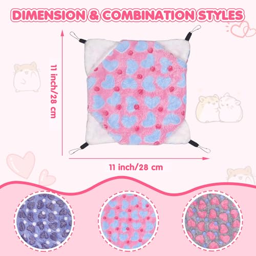 YedsIntu 3 Pcs Guinea Pig Hammock, Rat Ferret Hamster Hanging Hammock Guinea Pig Accessories for Small Animals Chinchilla Parrot Sugar Glider Ferret Squirrel (11"×11") - color: Purple, Gray, Pink