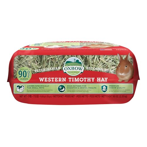 Oxbow Western Timothy Hay, Rabbit & Guinea Pig Hay, High Fiber, USA, 90 oz | Oxbow Timothy Hay, Bunny Hay For Rabbits, Guinea Pigs, Bunnies and Chinchillas, Hand-Sorted, De-Dusted, Made in USA - size: 90 Ounce (Pack of 1)