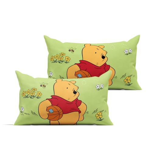 Disney Winnie The Pooh Full Comforter Set 5 Piece Includes Reversible Comforter & Sheet Bedding Set Soft Fade Resistant Microfiber Officially Licensed - color: Pooh Star Full