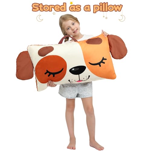 Wizland Sleeping Bag for Kids,Portable Daycare Nap Mat -61.8"×28.3" for 3 4 5 6 7 8 - color: Kid Dog Sleeping Bag