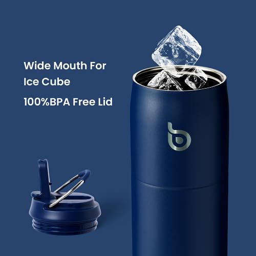 BOTTLE BOTTLE Stainless Steel Water Bottle 32 oz indigo blue | Straw Lid, Insulated Cup, Stay Cold Hot, Leak-Proof, Wide Mouth Water Bottles for Men - color: Indigo Blue
