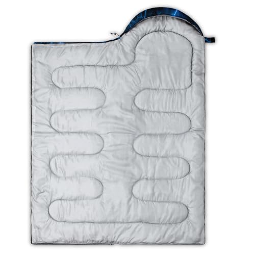 QOOMO Camping Sleeping Bags,3 Season Warm & Cool Weather,Lightweight,Waterproof Sleeping Bags for Adults & Kids,Traveling,and Outdoors,Camping Gear Equipment - color: Blue Lighting 2