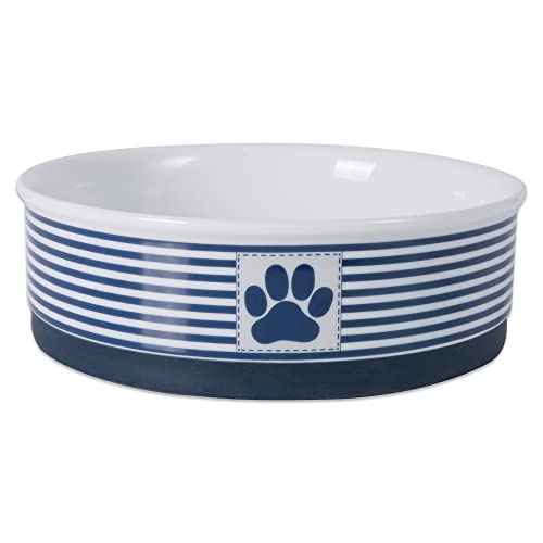 Bone Dry Paw & Patch Ceramic Pet Collection, Large Set, 7.5x2.4", Nautical Blue, (Pack of 2) - color: Nautical Blue, size: Large Bowl Set, 7.5x2.4"