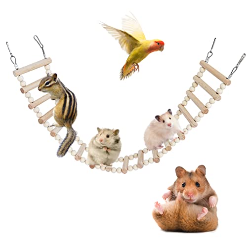 Rat Ladder Bridge Toy, Rat Climbing Toys, Natural Wooden Hamster Ladder Bridge Toy, Cage Accessories for Bird Parrots Parakeets Hamster Cockatiels Sugar Gliders - 18 Steps - 25.98 x 3.14 Inch - size: 18 Steps - 26 × 3 Inch