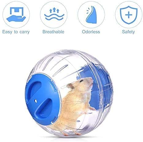 Mini New Cute Dwarf Hamster Running Ball 4.72 Inches Crystal Ball for Hamsters Small Silent Exercise Wheel Cage Accessories for Hamsters Less Than 4 inches 10 cm in Length (Blue) - color: Blue
