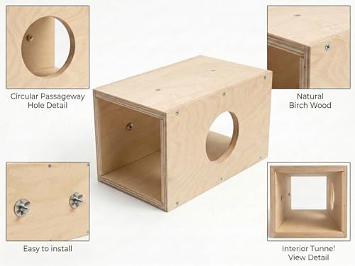 Chinchilla Natural Wood Hanging Tunnel Toys, Small Animals Tunnel Tube, Chinchilla Cage Accessories for Ferret Guinea Pig Rat Hiding and Resting (with Holes) - color: With Holes