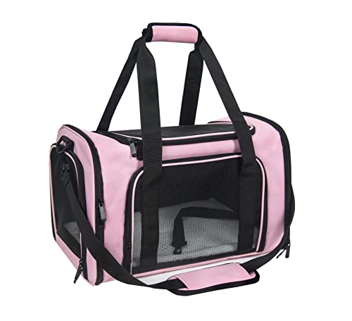 Soft Sided Carrier for Small Medium Cats Dogs,TSA Airline Approved Collapsible Travel Pet Carrier Medium Pink - color: Pink, size: Medium