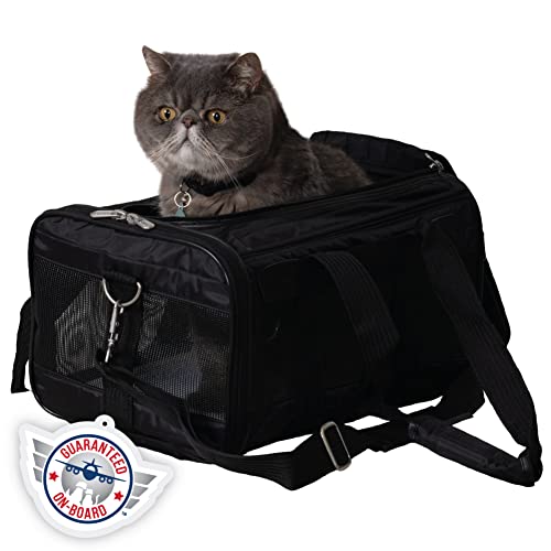 Sherpa Original Deluxe Travel Pet Carrier, Airline Approved & Guaranteed On Board - Black, Small - size: 15.0"L x 10.0"W x 8.5"H