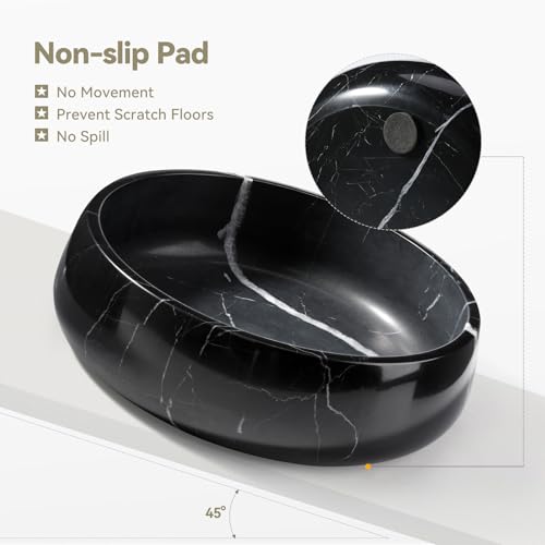 Karibiber Natural Marble Dog Bowl, 5lbs Non Slip Dog Food Bowl, Non Spill Weighted Water Bowls for Large Dogs, Durable Big Dogs Dish, Puppy Pet Bowls, Easy to Clean, Holds 6.5 Cups(Spain Black) - color: Black, size: L