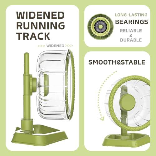 Hamster Wheel, Quiet Spinner Hamster Running Exercise Wheel with Adjustable Stand for Small Animals Syrian Dwarf Gerbils Mice (Green, Small(6.3 inch)) - size: Small(6.3 inch)