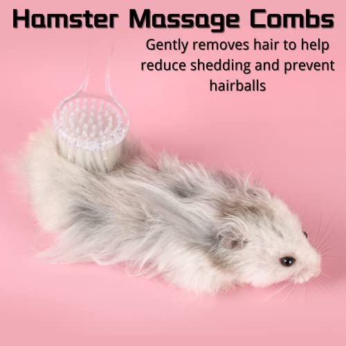 3 Pack Small Animal Grooming Brush - Hair Brush with Lid Soft Cleansing Bristles for Hamster Guinea Pig Rabbit Chinchilla Ferret Massage Combs Cleaning Supplies (3 Pack, White+Purple+Blue)