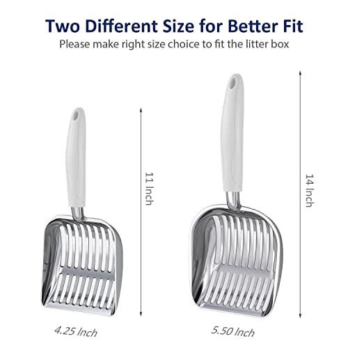 Cat Litter Scoop, Aluminum Alloy Sifter, Kitty Metal Scooper, Deep Shovel, Long Handle, Poop Sifting, Kitten Pooper Lifter, Durable, Heavy Duty, for Litter Box - color: POLISHED Aluminum \ #05 Grey Handle, size: Small