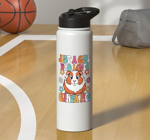 Just A Girl Who Loves Guinea Pigs Cute Groovy Girls Kids Stainless Steel Insulated Water Bottle - color: White
