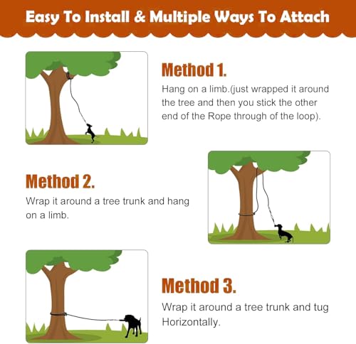 HOPET Dog Rope Toys,Dog Outdoor Bungee Solo Hanging Toy,Tether Tug of War Dog Toys for Pitbull Small Large Aggressive Chewers Dogs to Exercise - color: Orange