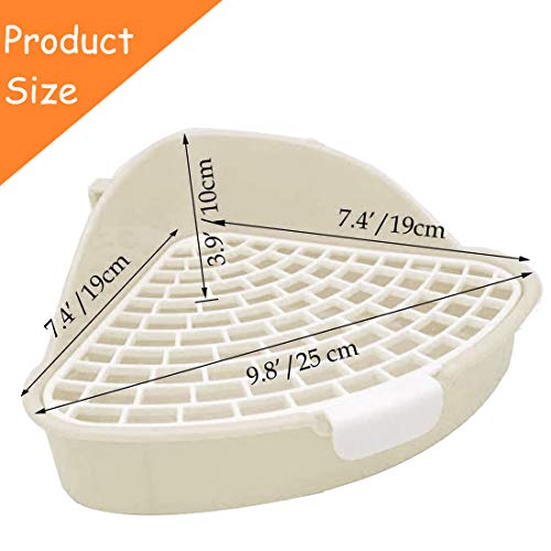 Hamiledyi Triangle Potty Trainer Corner Bunny Toilet Plastic Pet Pan Guinea Pig Litter Bedding Box for Baby Rabbit Guinea Pig Hamster Chinchillas Ferret Small Animals(White) - color: White