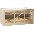 PawHut 45" Extra Large Wooden Hamster Cage, 3-Layer Rat Cage with Opening Roof, PVC Window, Small Animal Habitat for Gerbil, Dwarf & Syrian Hamsters, Natural | Rat Cage, PVC Window, Small Animal Habitat, for Gerbil, for Dwarf & Syrian Hamsters - color: Na