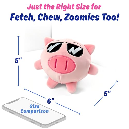 Dog Toy for Aggressive Chewers, Tough Squeaky Chew Ball, Large Breeds Gift | Super Strong, Durable Soft Plush Pig, No Stuffing Inside; Interactive for Puppies, Medium & Big Pets in a Birthday Gift Box - color: Pink
