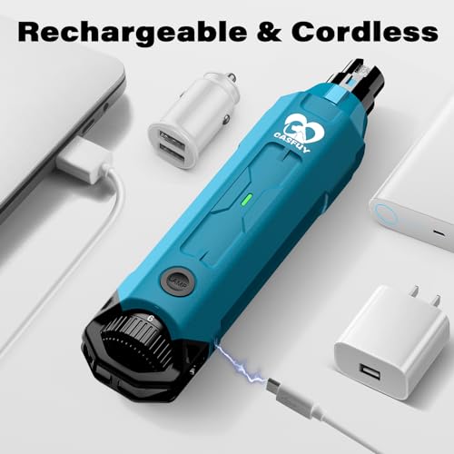 Casfuy 6-Speed Dog Nail Grinder - Newest Enhanced Pet Nail Grinder Super Quiet Rechargeable Electric Dog Nail Trimmer Painless Paws Grooming & Smoothing Tool for Large Medium Small Dogs (Bright Blue) - color: E-Bright Blue