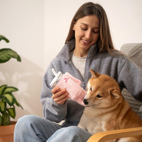 Nestpark Tumbler Cup Funny Dog Toy - Parody Plush Squeaky Crinkle Dog Toy (Pink Dusk) - color: Pink Dusk