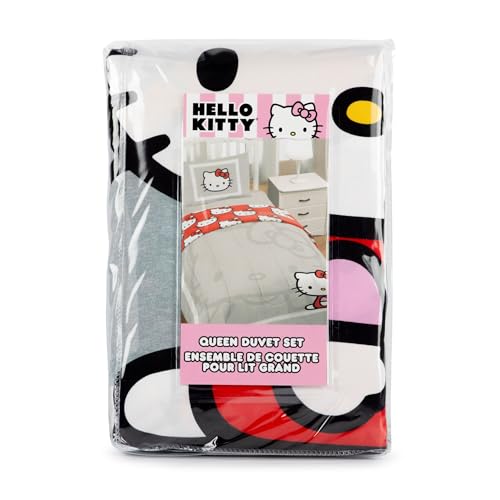 Jay Franco Duvet Cover Set – 3 Piece Super Soft Bedding with Sham Pillowcase, Cover ONLY Comforter Not Included, Grey - Hello Kitty, Queen - color: Grey - Hello Kitty, size: Queen