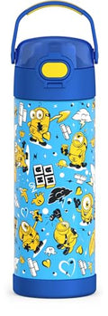 THERMOS FUNTAINER Water Bottle with Spout, 16oz, Minions | Kids Stainless Steel Insulated Water Bottle, Keeps Drinks Cold Longer for School & Play, BPA-Free - color: Minions, size: 16 Ounces
