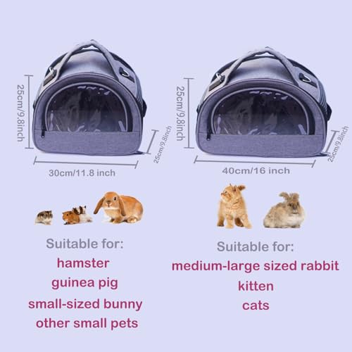 Bunny Carrier, Portable Small Pet Bag with Water Bottle Holder | Breathable carrier, lightweight, leak-proof liner, vet appointments& outdoor trips, fits rabbits, guinea pigs, bearded dragon - size: Small