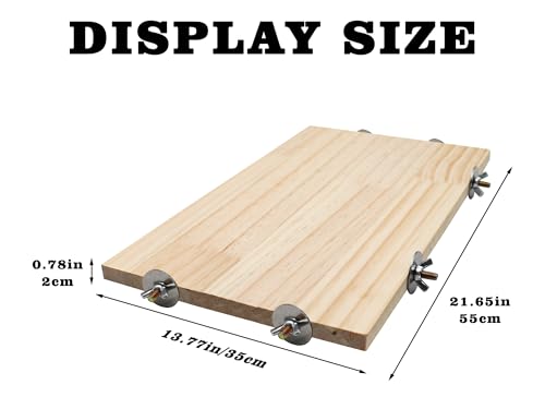 21.7 × 13.8 Inches Large Bird Perch Stand Platform, Natural Wooden Small Animals Cage Accessories, Rectangle Stand Perch Shelf for Parrot Parakeet Cockatiel Rat Hamster Guinea Pig Conure Chinchillas - size: 21.7 × 13.8 Inches Natural