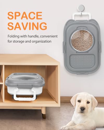 25-28Lbs Dog Food Storage Container Airtight,Collapsible Pet Food Storage | Dog Food Container with Handle,Wheels,Double Airtight Seal Fresh,Save Space,Pest/Mouse-proof,Small Cat Food Container,Scoop - color: Grey/25-28 Lbs