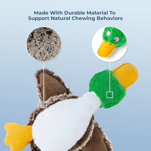 Best Pet Supplies Interactive Squeaky Dog Chew Toy, Ideal Dog Toys for Chewers, Small, Medium & Large Dogs, and Fetch Lovers - Mallard Duck (Gray), Small - color: Mallard Duck (Gray), size: Small