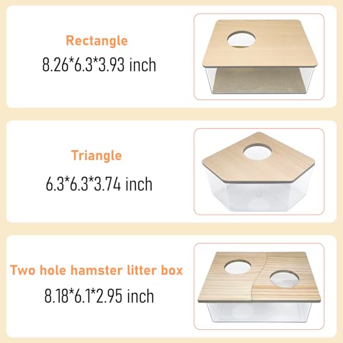 PINVNBY Hamster Sand Bath Box, Transparent Acrylic Sand Bath Shower, Gerbils Digging Room Container with Climbing Ladder and Ceramic Bowl, Litter Box for Hamsters Guinea Pigs Mice (Triangle)