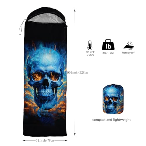 AILONEN Cartoon Car Sleeping Bags,Lightweight & Waterproof,3 Season Warm & Cool Weather,Cute Stars Printed Vehicles Transportation Sleeping Bags for Boys,Kids,Adults Travelling,Outdoors - color: Skull1