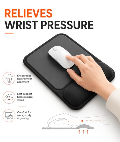 Ergonomic Mouse Pad with Wrist Rest, Gel Mousepad with Soft Wrist Support, Non-Slip PU Base, Smooth Surface Mouse Pad for Wrist Pain Relief, Computer Laptop Office Home & Gaming (Classic Black) - color: Classic Black