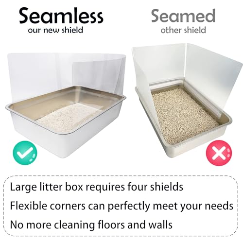 YOILES 3PCS Cat Litter Box Pee Shields,Transparent Easy Clean Splash Guard | 14.5×11.5in for Open Top Litter Pan - Litter Box Not Included (3, Clear)