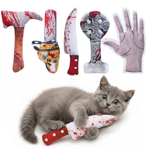 5PC Catnip Funny Cat Toys, [100% Organic Catnip Filled] Knife-Shaped Crinkly Sound Toys for Indoor Kitten Cat Nip Kitty Chew Toy - color: Catnip Toys