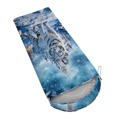 Camping Sleeping Bags Warm & Cool Weather Waterproof Backpacking Sleeping Bag All Seasons Camping, for Adult Kids Boy Girls Camping Gear Equipment, Traveling - color: E-White Tiger1