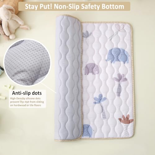 Viviland Baby Mats for Floor, 50x50 Inch Playpen Mat, Thick Playmat for Baby and Toddlers Infants, Non-Slip & Machine Washable, Gray Elephant - color: Gray Elephant, size: 50" X 50"