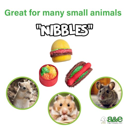 A&E Cage Co Summer Cookout Chew Toys for Hamsters & Small Pets, NB053 | Natural Wood & Loofah, Pet-Safe Dyes, Supports Dental Health, Boredom Breaker Set for Gerbils, Mice & Rats