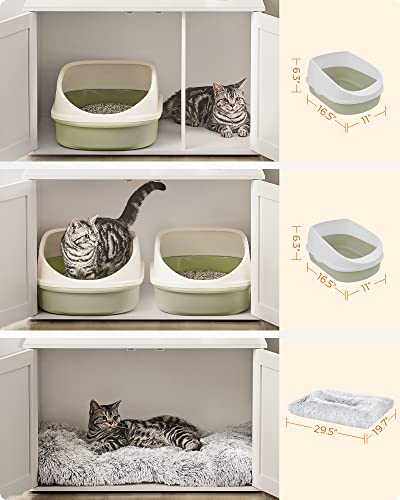 Feandrea Cat Litter Box Enclosure, Litter Box Furniture Hidden with Removable Divider, Indoor Cat House, End Table, 31.5 x 20.9 x 19.7 Inches, White UPCL002W01 - color: White, size: L (31.5"L x 20.9"W x 19.7"H)