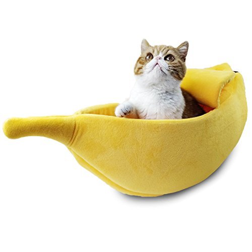 Petgrow · Cute Banana Cat Bed House Large Size, Christmas Pet Bed Soft Warm Cat Cuddle Bed, Lovely Pet Supplies for Cats Kittens Rabbit Small Dogs Bed,Yellow - size: Large