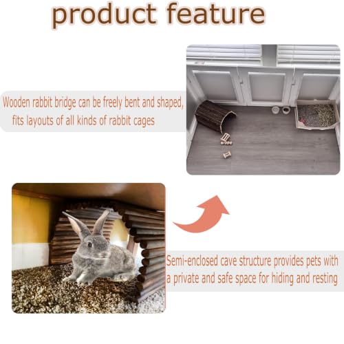 kathson Guinea Pig Wooden Bridge Ladder（15.8 x 7.9 in）, Wooden Flexible Hideout - Extra Large Wooden Rabbit Climbing Tunnel Hideaway for Bunny Guinea Pig Chinchillas Hedgehogs and Other Rodents - size: XL-Smooth(15.8 x 7.9 inches)