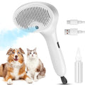 Pet Steam Brush for Dog & Cat, 4 in 1 Self Cleaning Cat Steam Brush for Shedding, Mist Spray Hair Removal Comb for Long Haired Pet Grooming, Effectively Prevents Flying Fur and Reduce Static - color: Off-white