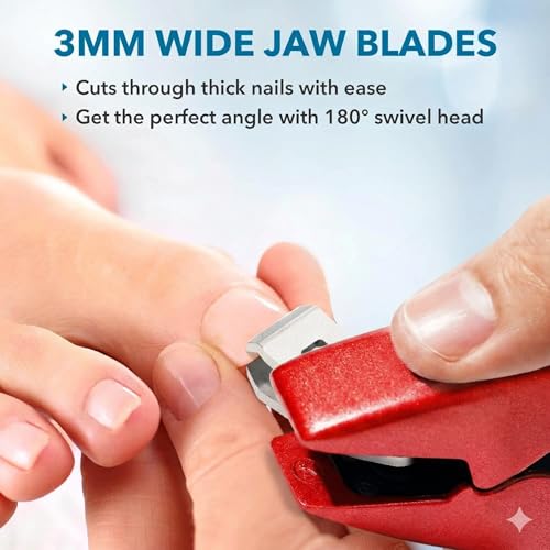 ClipperPro® Prime Toenail Clipper - Ergonomic Large Nail Clippers for Women & Men | Heavy-Duty Nail Clippers | Toenail Clippers with 180º Swivel Head (Fire Red Edition) - style: Red Edition