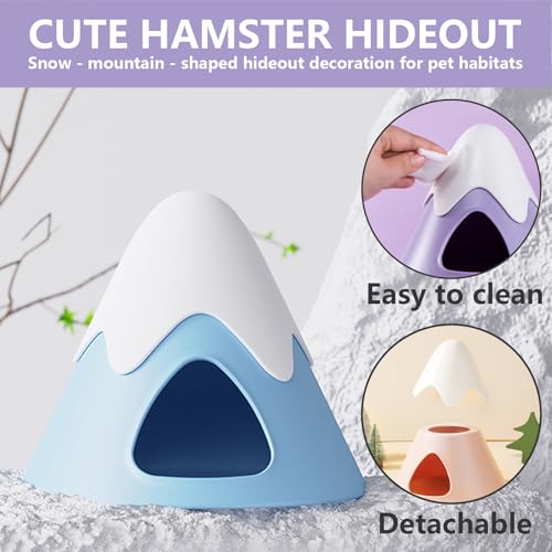 Hamster Hideout, Snowy Mountain Shape Hamster Hide House,Cute Small Animal Habitat Hideaway Hut for Syrian Hamsters, Mice, Gerbils, Rats (Purple) - color: Purple