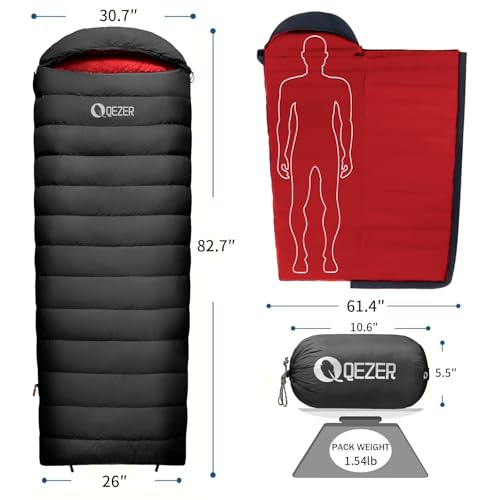 Down Sleeping Bag for Adults, 600 Fill Power Ultralight Backpacking | 600 Fill Power Down,Compact Carry,Ultralight Trail Use,Camping Hiking Backpacking,Cold and Warm Weather Use - color: 300g Down Filling-Black