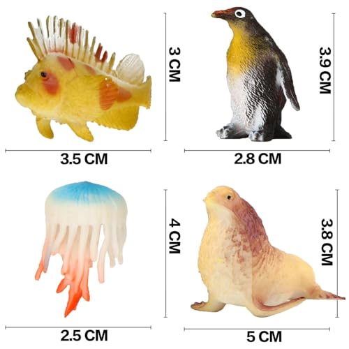 52 Pack Ocean Animal Toys for Kids, Mini Sea Creature Figures | Realistic sea life figures for bath play, water tables, sensory bins, school projects, party favors, and cake toppers