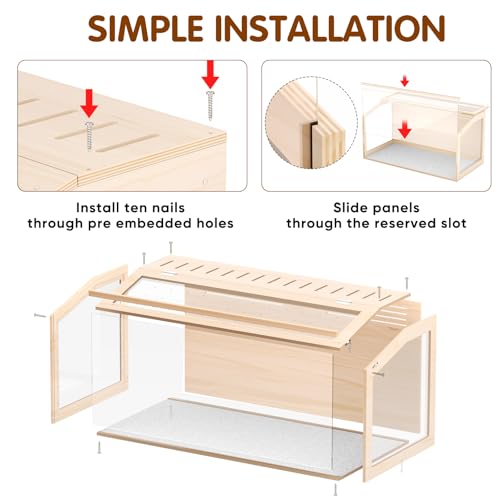 Wooden Hamster Cage, 40inch Large Hamster Enclosure with Openable Top & Stabilized Acrylic for Small Animals, Guinea Pig, Rabbit, Rat, 40" L x 20''W x 20''H Hamster Habitat with Multi-Vent - size: 40.0"L x 20.0"W x 20.0"H