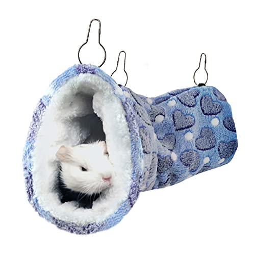 LEFTSTARER Hanging Tunnel for Small Animals Guinea Pig Accessories Sugar Glider Cage Accessories Hamster Rat Toys Ferret Hammock（Heart-Purple） - color: Purple