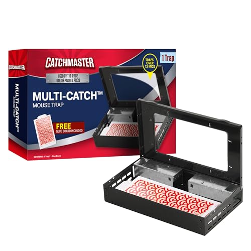Catchmaster Multi-Catch Mouse Trap, Humane Mouse Trap Indoor for Home, Includes 1 Replaceable Glue Board, Live Catch Pest Control for Garage & Shed (Black) - size: 1-Trap Black