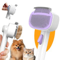 Dog & Cat Brush for Shedding, 2-in-1 Self Cleaning Deshedding Brush | Adjustable Bristle Length with Dematting Comb Skin Friendly Fur Shedding Removal Tool for Long Medium Long Hair Pets (Purple) - color: Purple