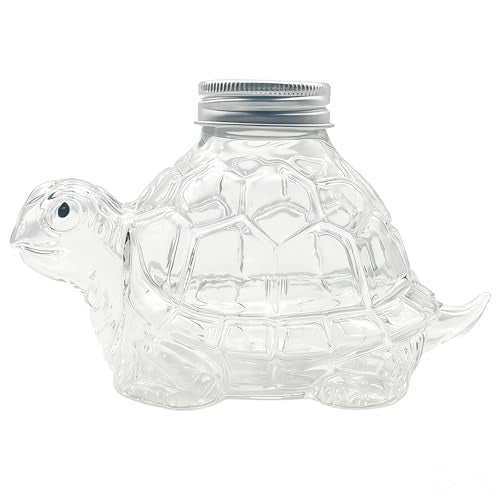 Turtle Candy Jar with Airtight Lid, 11.83oz Clear Glass Animal-Shape Container for Cookies, Pet Treats, and Food Storage